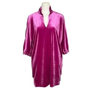 Caryn Lawn Betsy Collar Velvet Dress Fuchsia Pink Tunic Top One Size Fits Most